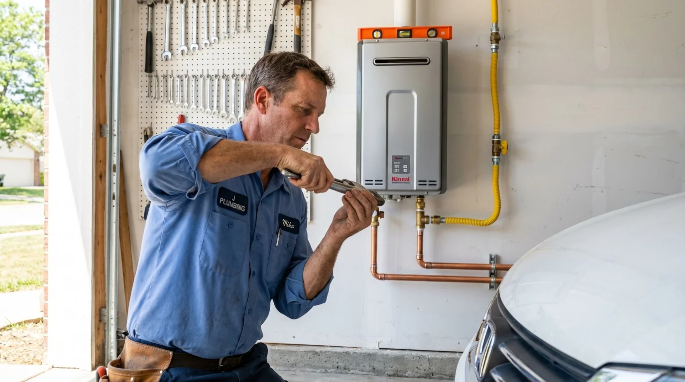 Tankless water heater installation by a Johns Plumbing LLC plumber in Wylie